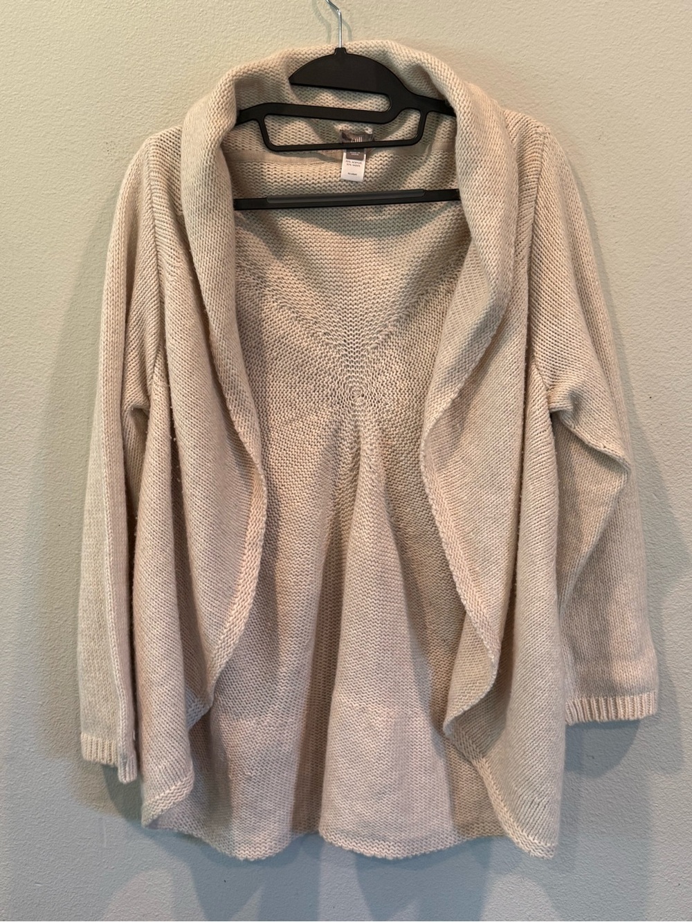 J.Jill Ivory Knit Shawl Collar Open Front Cardigan Sunburst Women’s L Boho